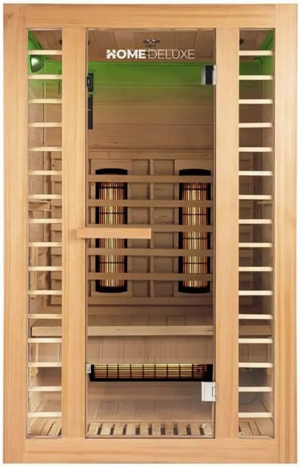 Cabine Infrarouge Deluxe pour 2 Personnes en Bois de Sapin Hemlock - Modèle REDSUN M avec 5 Émetteurs à Spectre Complet