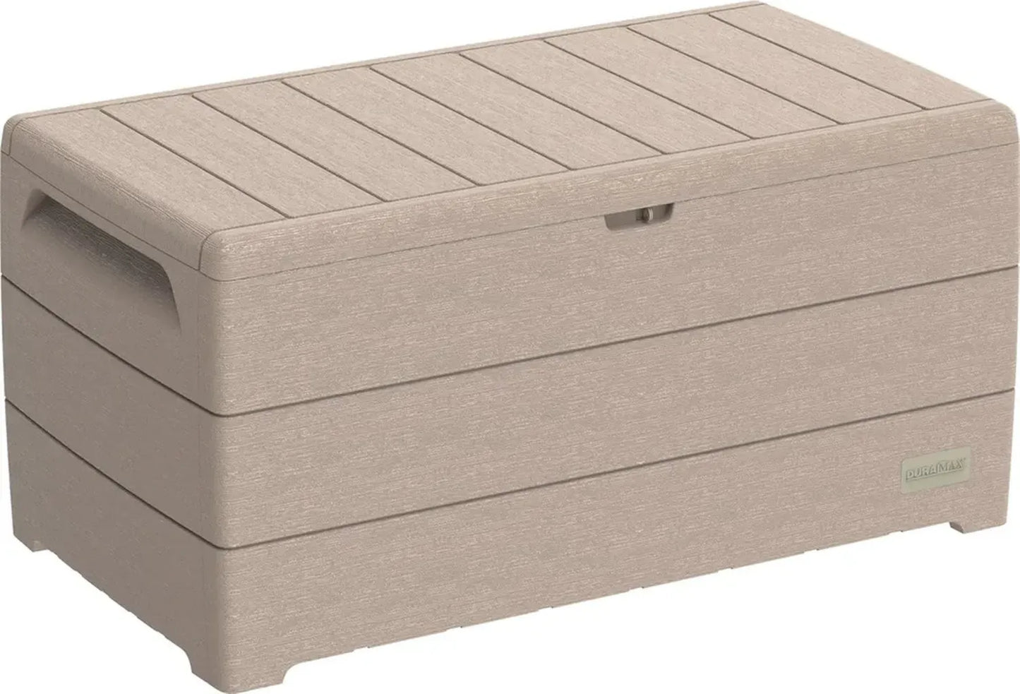 Coffre de Rangement Extérieur 416 L Duramax - Boîte en Plastique à Texture Bois, Taupe Chaleureux
