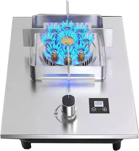 Réchaud à Gaz Portable en Inox, 1 Brûleur, 5,2 KW, Minuterie et Sécurité Anti-Flamme, Compatible GPL/NG