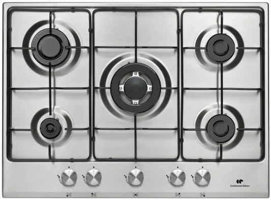 Plaque de cuisson 5 feux Continental Edison - Gaz avec 1 foyer triple couronne en inox