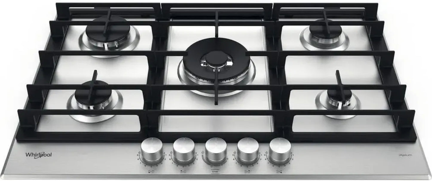 Plaque de Cuisson à Gaz 73cm, 5 Brûleurs en Acier Inoxydable