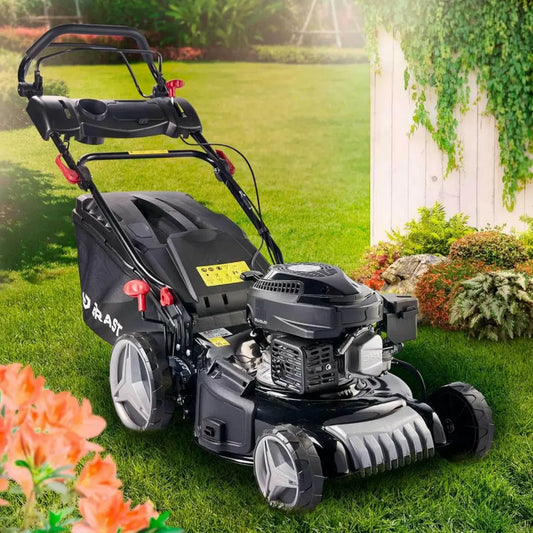 Tondeuse à Essence BRAST 46cm, 3,5kW, 170cc, Bac 60L, Mulching, Châssis Acier, Réglable