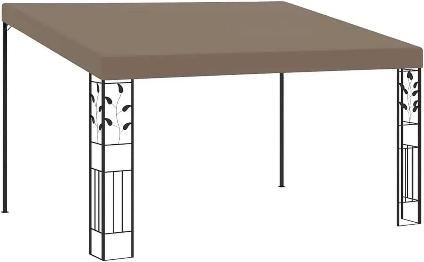 Pavillon de Jardin 4x3m en Taupe avec Toit en Acier et Polyester, Montage Mural Pratique
