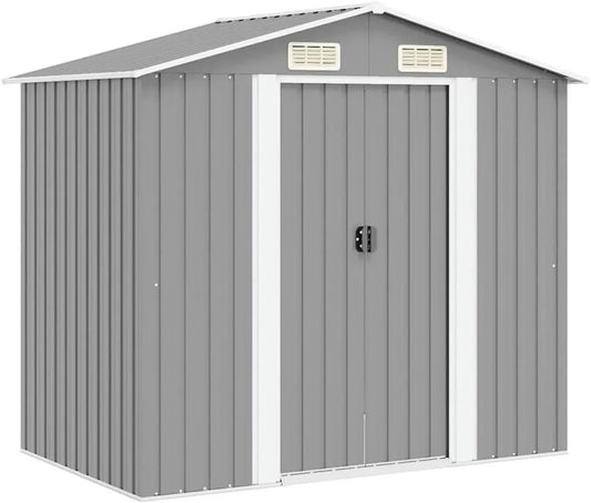 Abri de Jardin en Métal Gris 204x132x186 cm