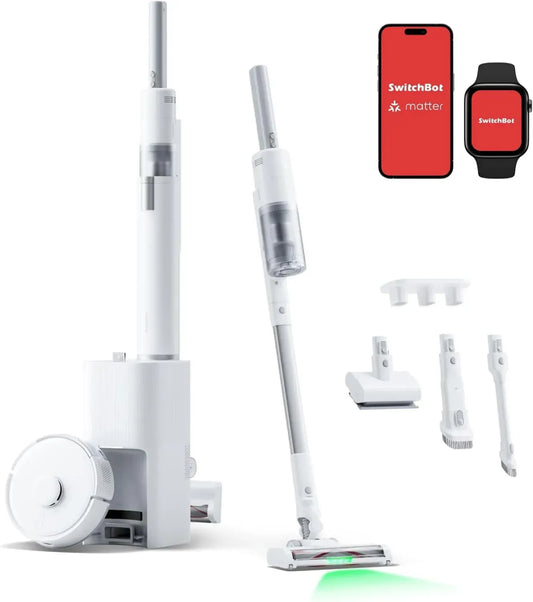 Robot Aspirateur SwitchBot K10+ Pro avec Station Automatique Double pour 70 Jours, Aspiration Puissante et LED pour Poils d'Animaux