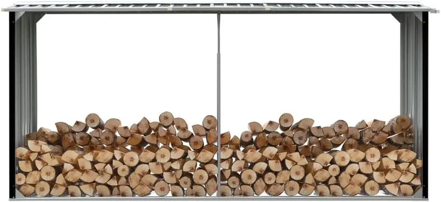 Abri en acier galvanisé pour bûches 330x92x153cm, Anthracite