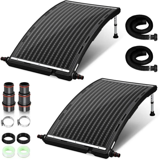 Ensemble de 2 chauffages solaires pour piscine, débit 10 000 l/h, raccords de 32-38 mm, hauteur ajustable