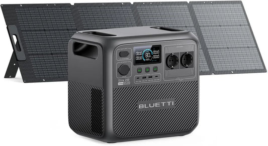 Générateur Portable BLUETTI 200W avec Panneau Solaire, 2073Wh LiFePO4, 2 Prises CA 2600W, Autonomie 17 Ans, Idéal pour Camping-car