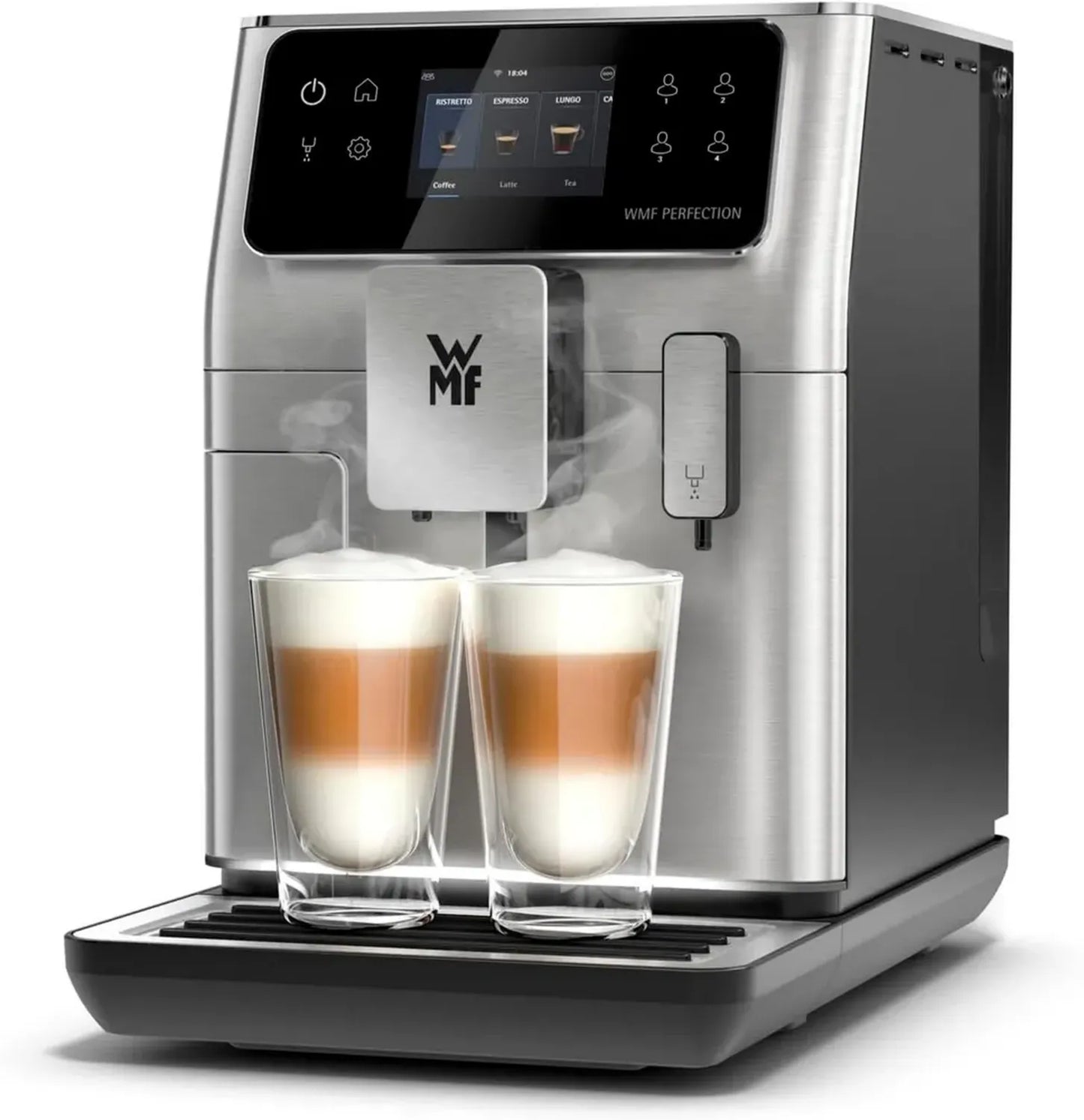 WMF Perfection 640 Cafetière Automatique avec Mousseur à Lait, 16 Boissons, Double Thermobloc, Moulin Inox, Profil Personnalisé, Wi-Fi