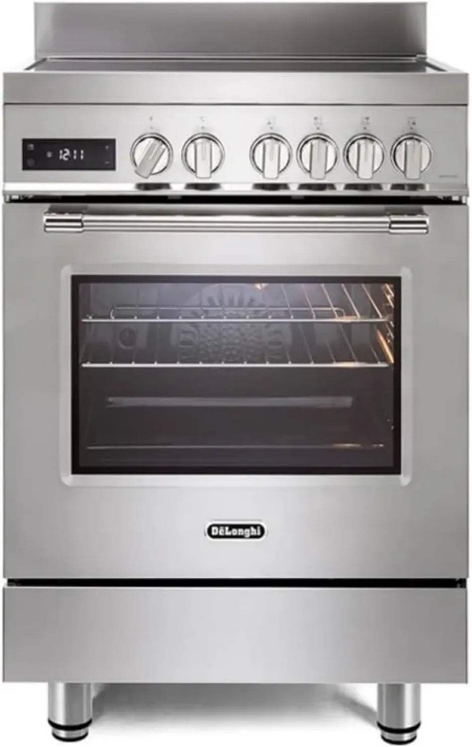 Cuisinière à Induction De'Longhi PRO 66 MXL, 60 cm, Four Électrique Multifonctions, 4 Zones de Cuisson, Technologie Easy Steam, Inox
