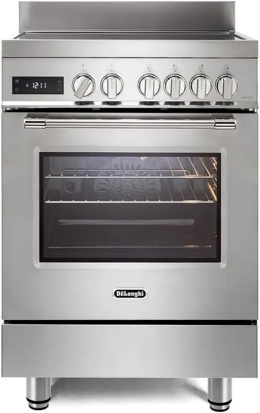 Cuisinière à Induction De'Longhi PRO 66 MXL, 60 cm, Four Électrique Multifonctions, 4 Zones de Cuisson, Technologie Easy Steam, Inox